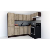 Bucatarie de Colt GENA NEW 4 DR. 160-230, Fara Corp de Cuptor, Wenge / Decor K002